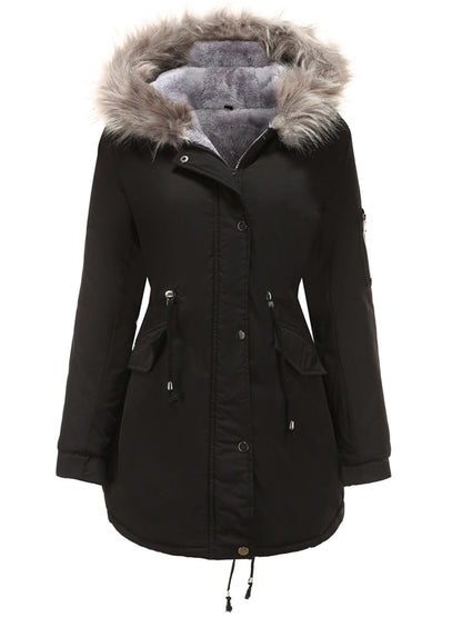 Parka Coat Street Daily Plush Winter Coat Color Oversized Fur Warm Coat