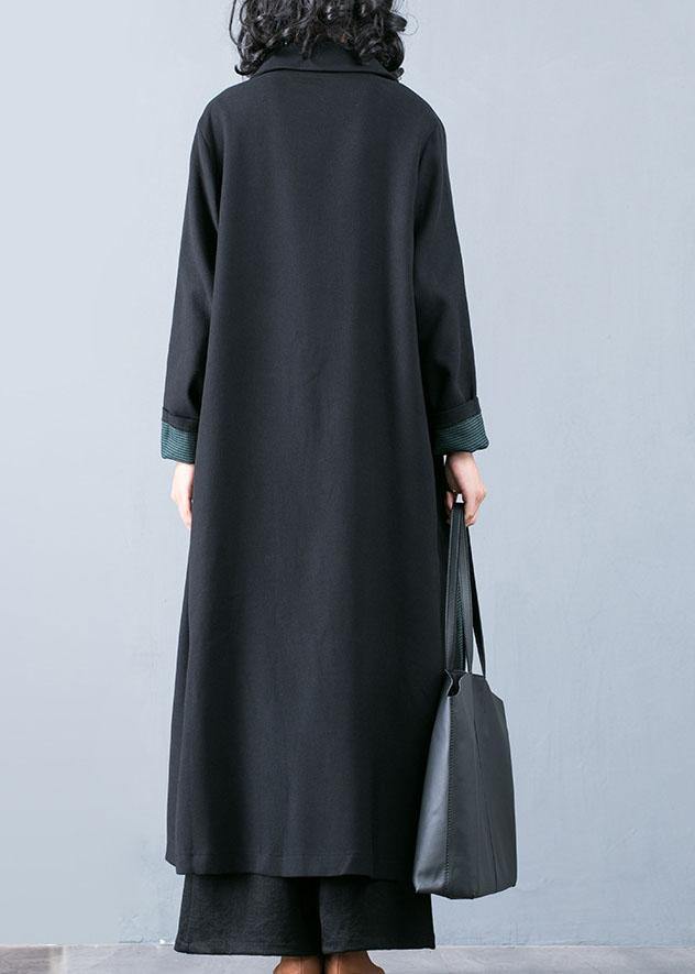 New Long Coat Fall Jacket Green Patchwork Double Breast Coats