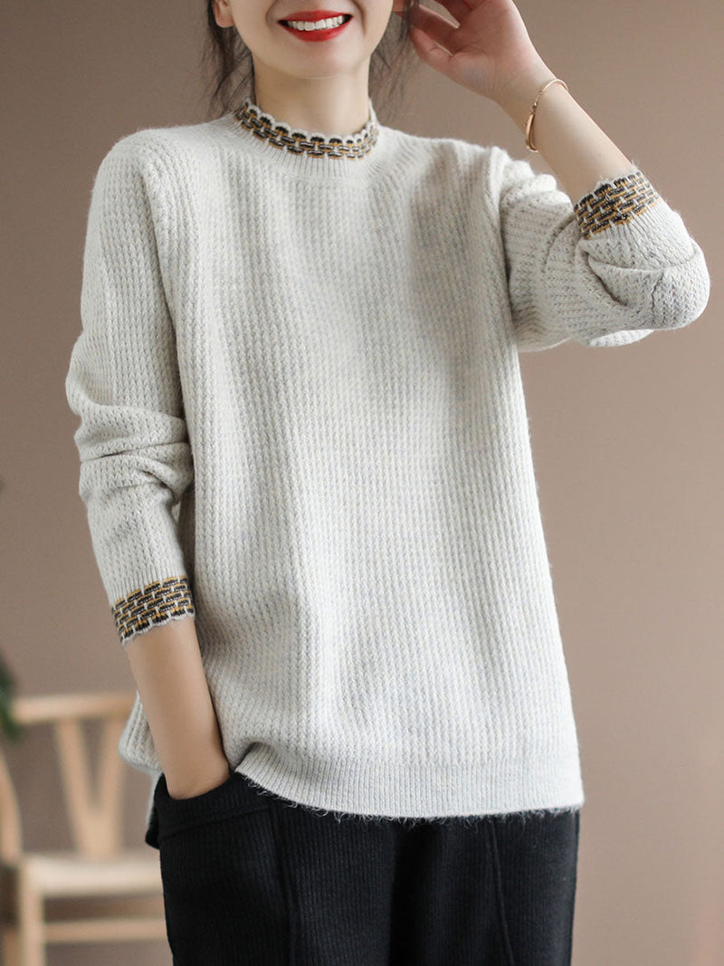 Winter Spliced Knitted Loose Sweater