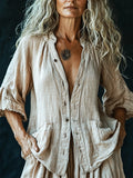 Women's Vintage Linen Solid Shirt elevenforest