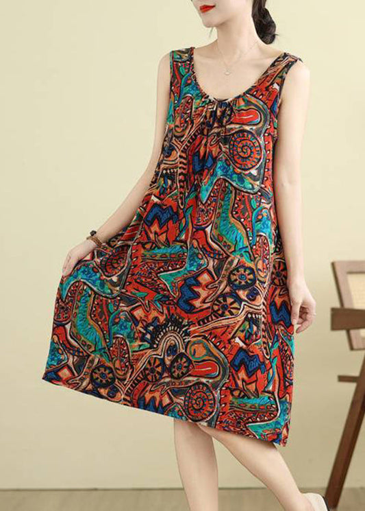 Orange Wrinkled Holiday Long Dress Summer