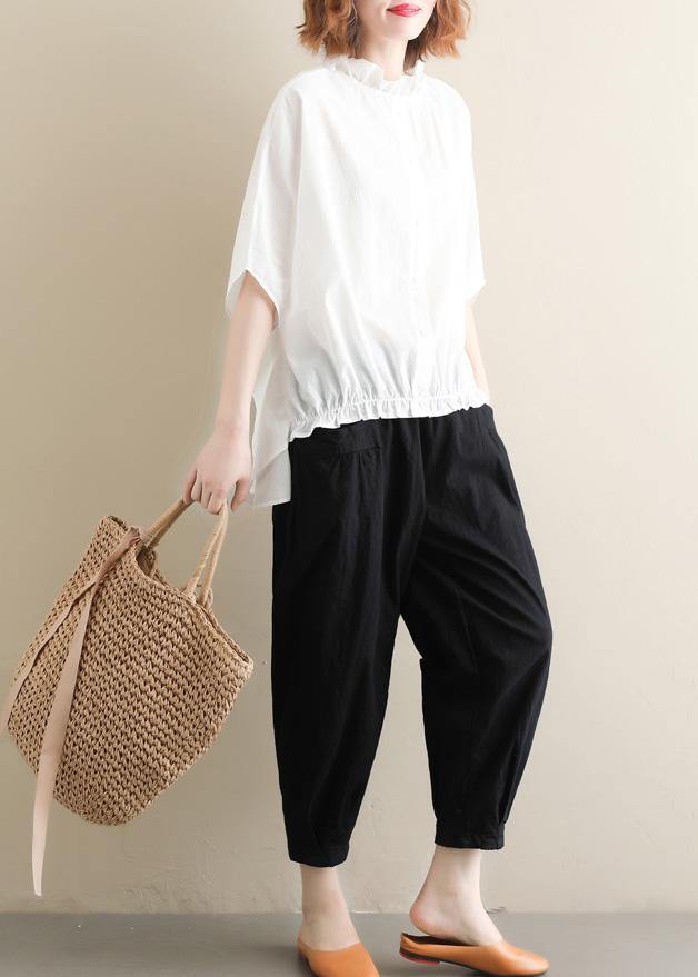 Black Jeans Elastic Waist Asymmetric Fabrics Pants