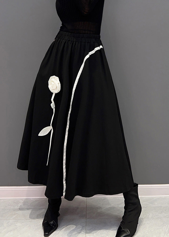 Novelty Black Thick Elastic Waist Skirts Winter