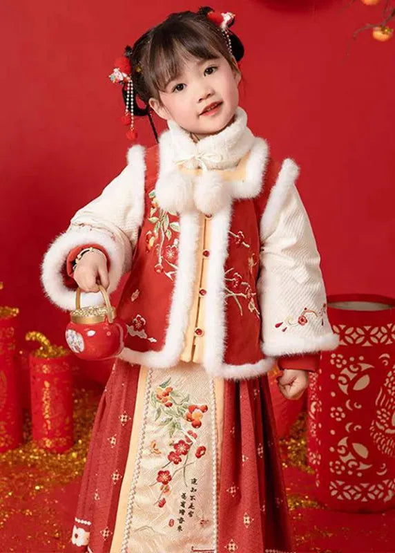 Turtleneck Warm Fleece Coats Fur Collar and Maxi Skirts Two Pieces Set Winter