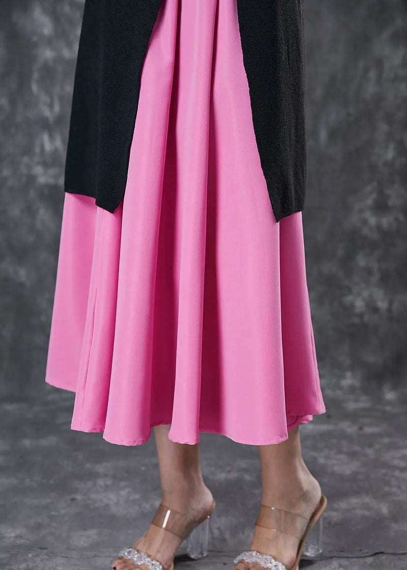 Style Black Asymmetrical Side Open Sweater and Skirt Two Pieces Set Spring