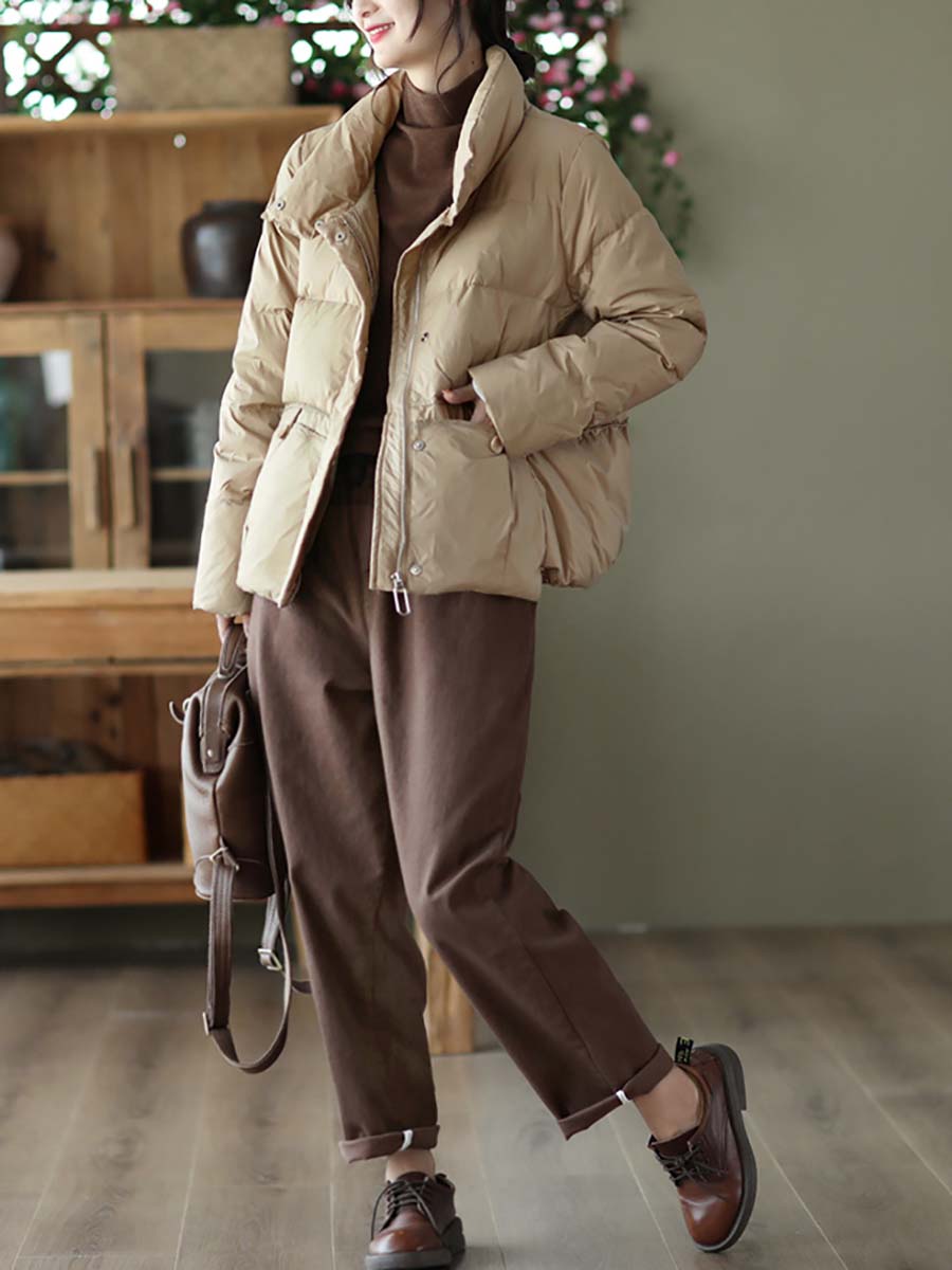 Zipper Pocket Warm Down Coat