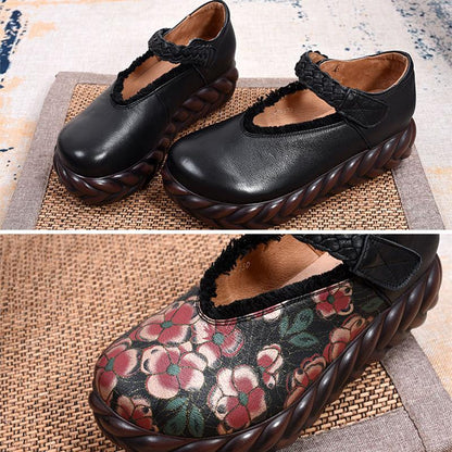 Real Leather Sponge Retro Shoes