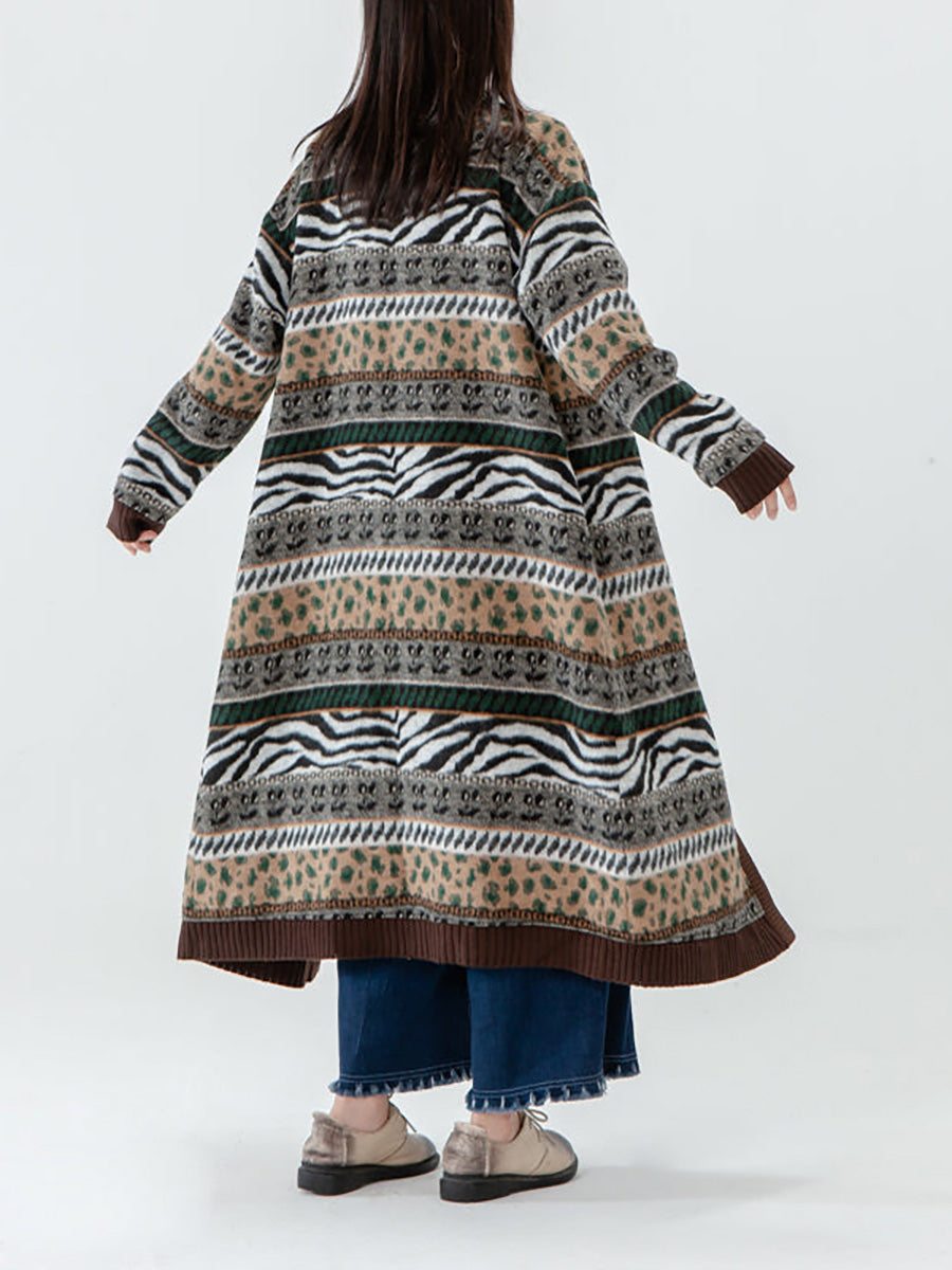 - Pocket Breasted Long Sleeve Sweater Coat