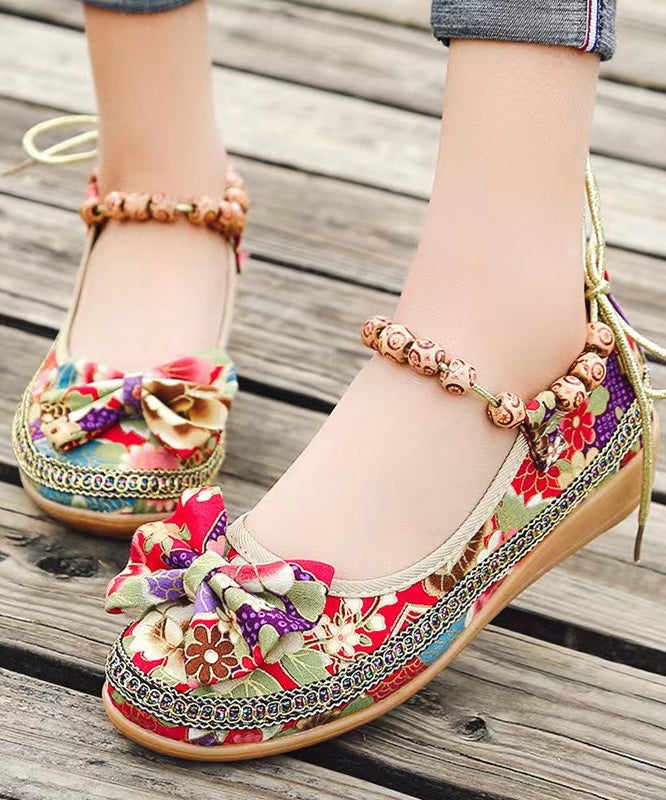 Black Bow Splicing Wedge High Wedge Heels Shoes