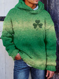 Men's Shamrock Embroidered Ombre Cozy Hooded Sweater elevenforest