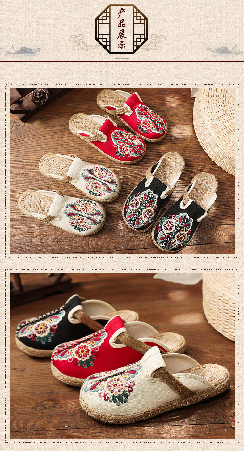 Linen Shoes Flip Flop Flats