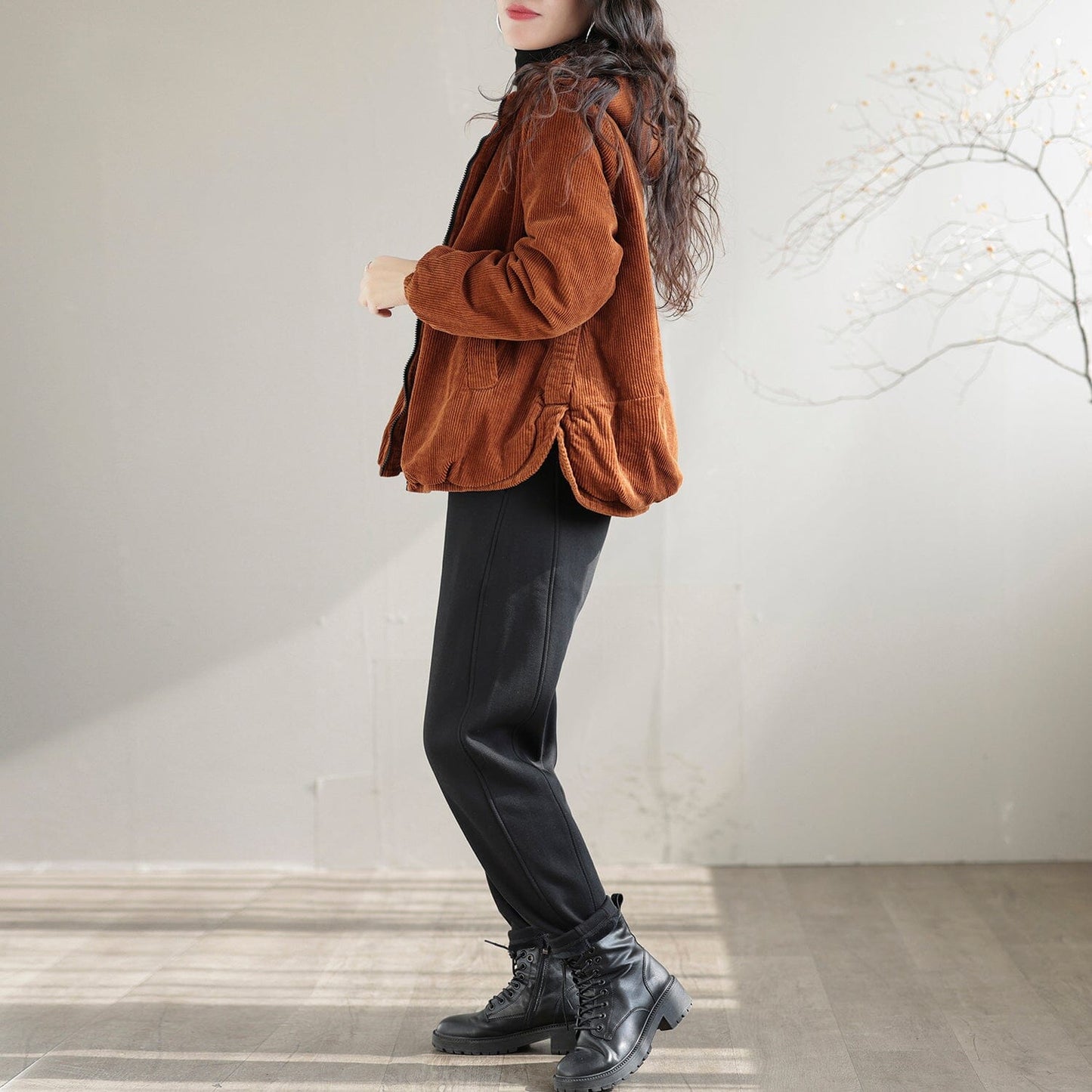 Winter Cotton Corduroy Hooded Jacket