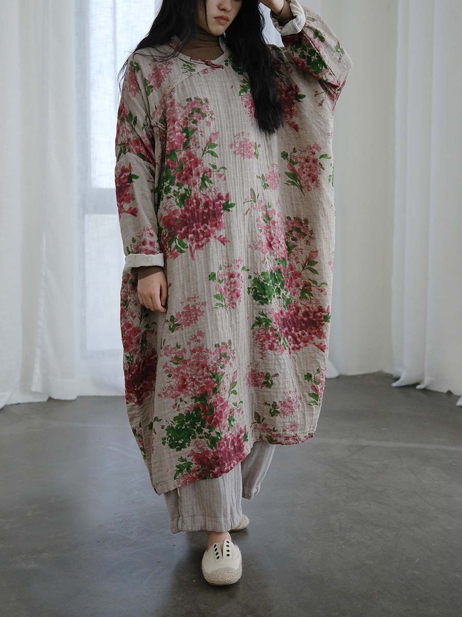 Print Cotton Linen Loose Dress