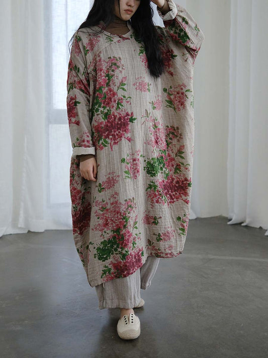 Print Cotton Linen Loose Dress