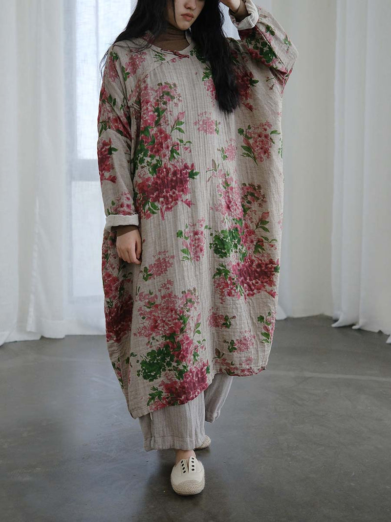 Print Cotton Linen Loose Dress
