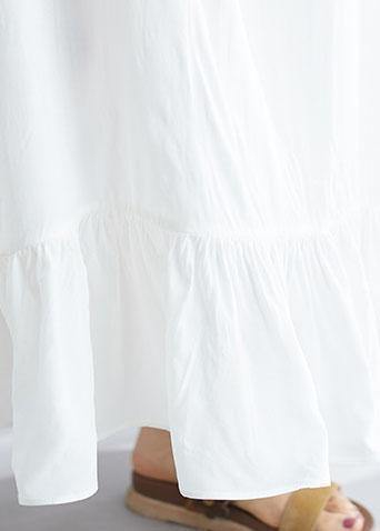 White Cotton Dresses Sleeveless Cotton Robes Summer Dress