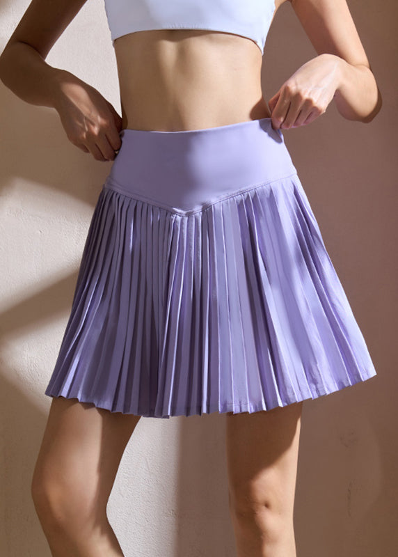 Purple Patchwork Tennis Pleated Skirt