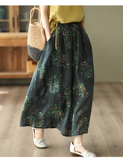 Heavy Industry Printed Literary Fine Ramie Skirt