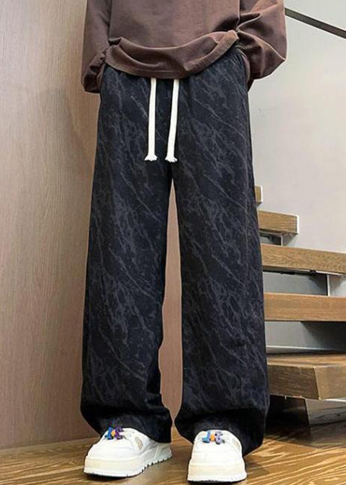 Black Pockets Lace Up Corduroy Pants Spring