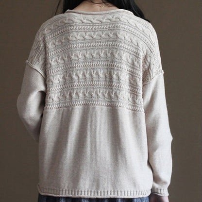 Nude Cotton Sweater Coats Loose Long Sleeve Cardigans Outwear