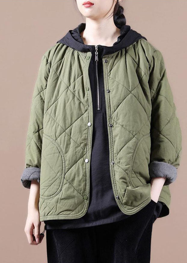 Green Warm Fine Cotton Filled Jackets Color Winter
