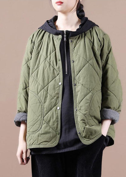 Green Warm Fine Cotton Filled Jackets Color Winter