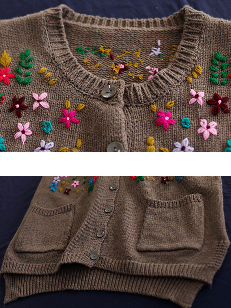 Embroidery Cotton Baggy Cardigan Vest