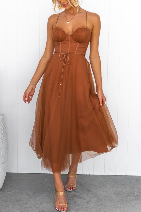 Pink Modern-day Princess Chiffon Suspenders Party Maxi Dress