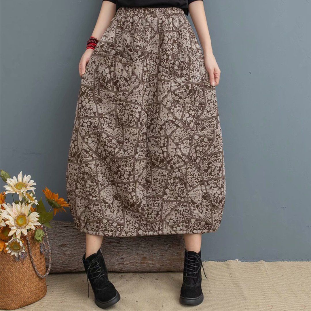 Printed Elastic Waist Skirt