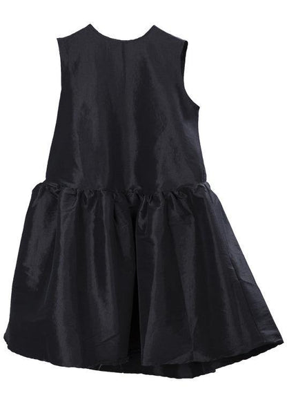 Black O-neck Half Sleeve Dress Summer