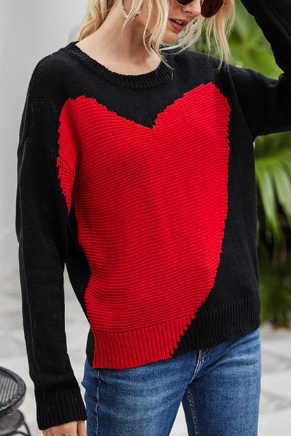 Heart-shaped Printed Sweater