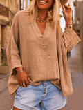 Women's Solid Color Bat Sleeve Casual Shirt