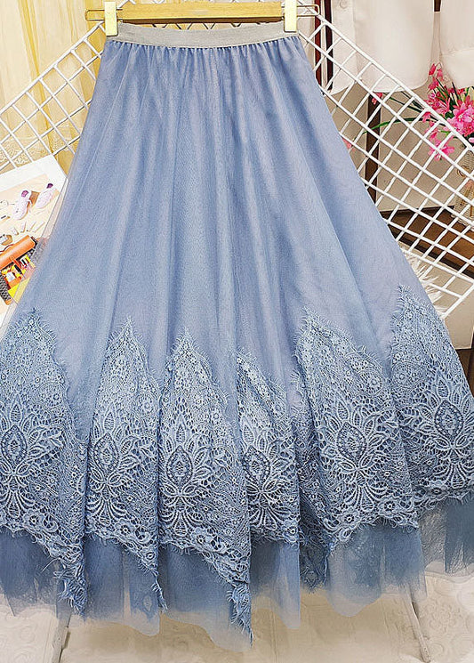 Light Grey Tulle a Line Skirt Elastic Waist Exra Large Hem Summer