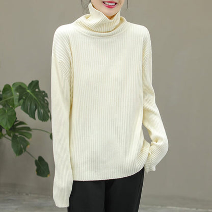 Stripe Knitted Turtleneck Winter Sweater