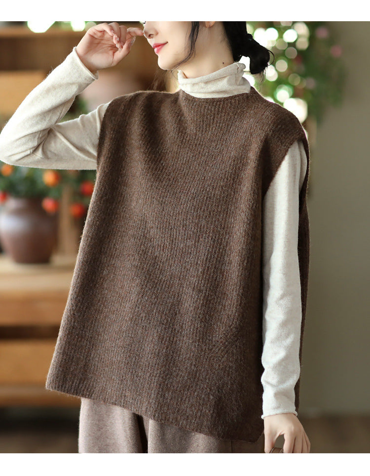 Temperament Loose Sleeveless Pullover Vest Literary Color Vest