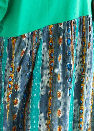Classy Patchwork Prints Cotton Dresses Ideas Green O Neck Dresses Sundress