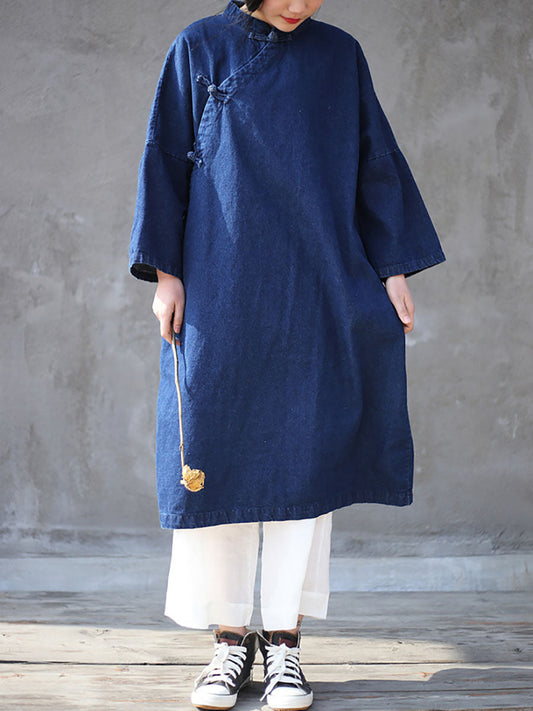 Spring Frog Denim Loose Dress