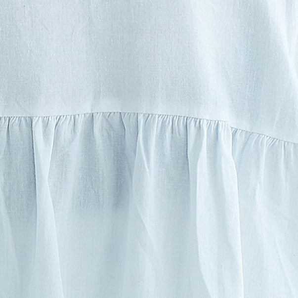 White Dress Trumpet Sleeves a Line Skirts O Neck Cotton Dress