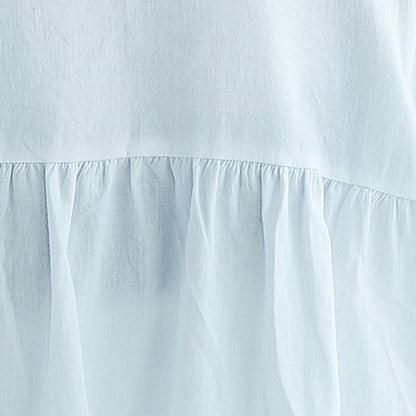 White Dress Trumpet Sleeves a Line Skirts O Neck Cotton Dress