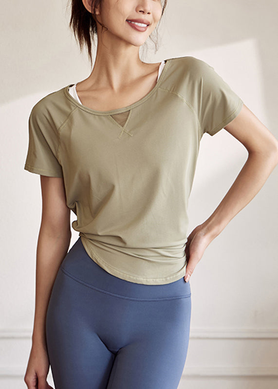 Green Tulle Patchwork Yoga Tank Tops