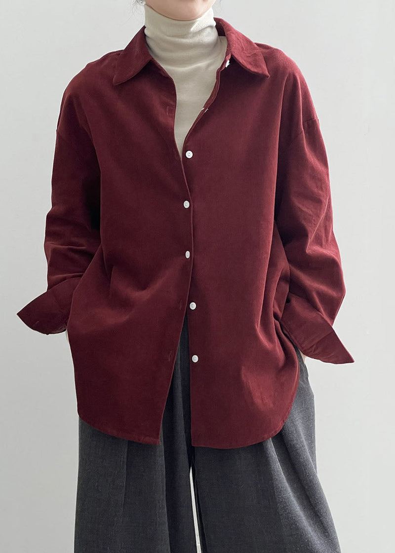Caramel Button Corduroy Shirts Long Sleeve