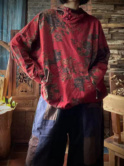 Print Cotton Hooded T-shirt