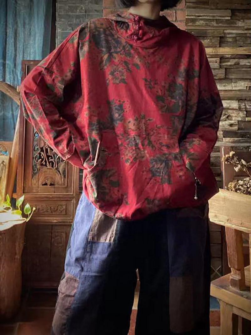 Print Cotton Hooded T-shirt