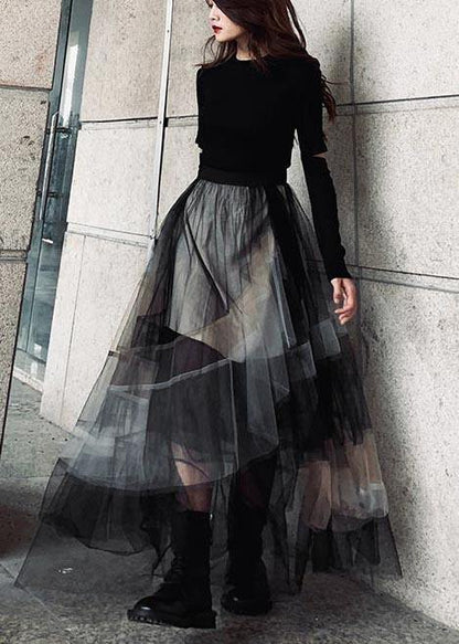 Color Block Ruffles Tulle Summer Skirt