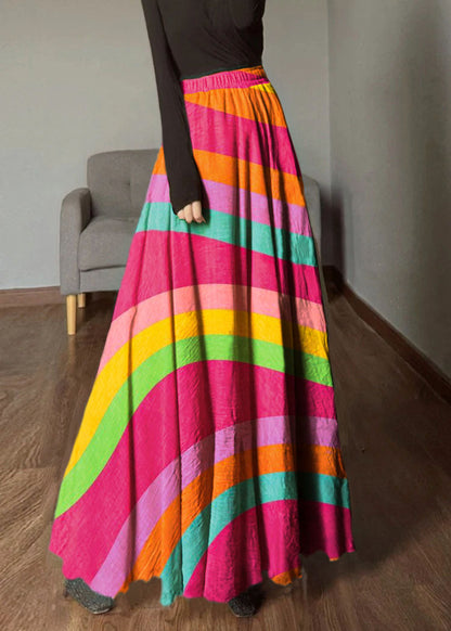 Apricot Elastic Waist Exra Large Hem Linen Skirts Spring