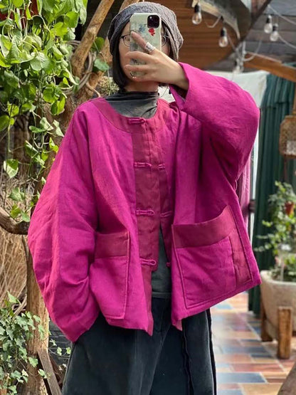 100%linen Button Short Coat