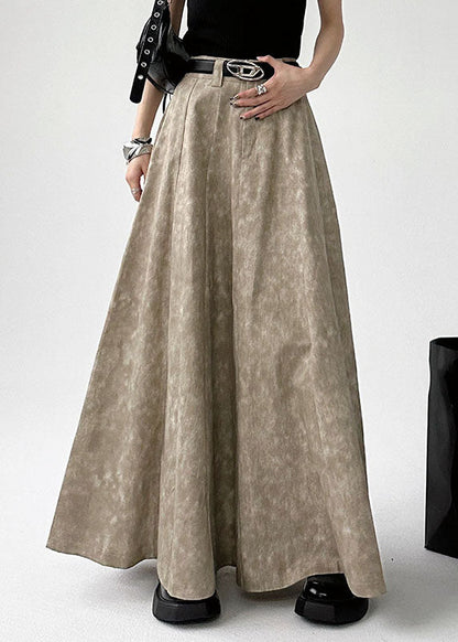 Grey Patchwork Tie Dye Pockets High Waist a Line Skirts