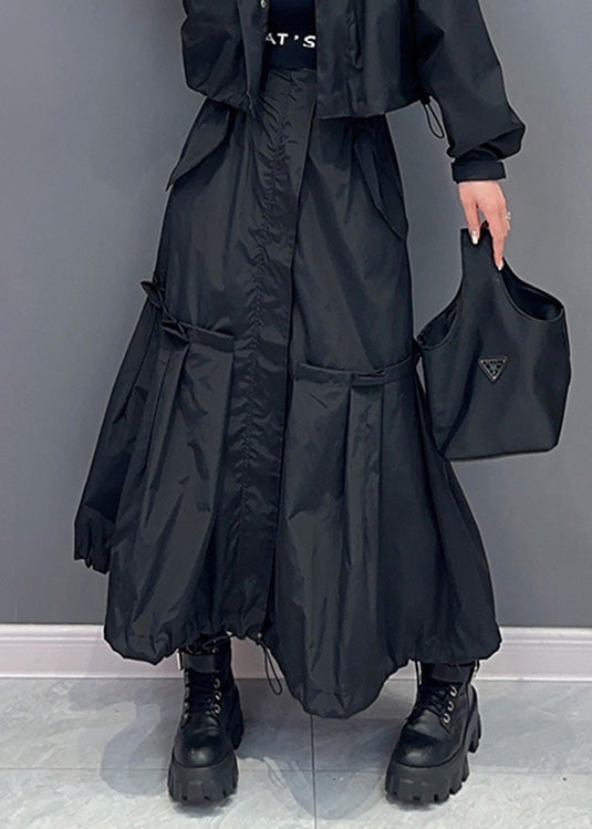 Natural Green Patchwork Elastic Waist Long Skirts Summer