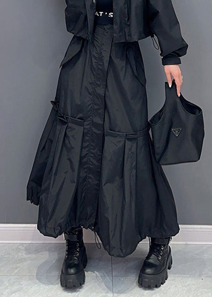 Natural Green Patchwork Elastic Waist Long Skirts Summer
