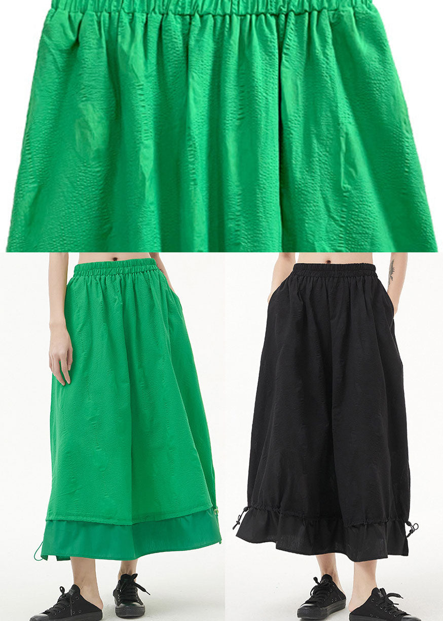 Green a Line Skirts Pockets Drawstring Spring